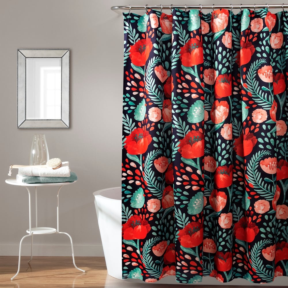Porch & Den Egger Poppy Pattern Shower Curtain