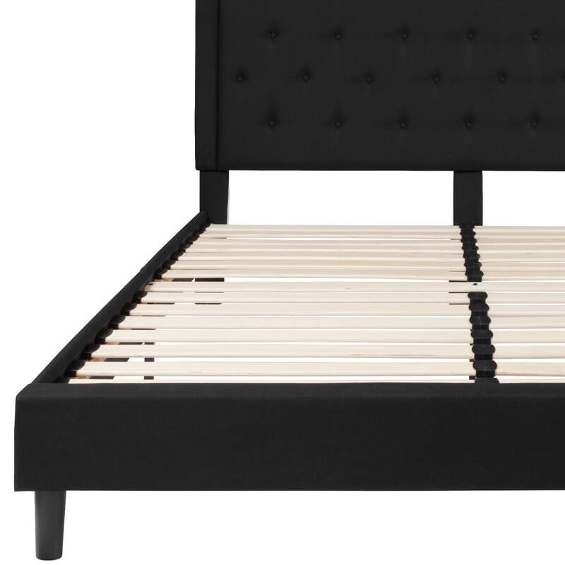 Panel Tufted Upholstered Platform Bed