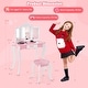 preview thumbnail 5 of 8, Pink-White Kid's Wooden Vanity Table and Stool Set with 3-Panel Acrylic Mirror - 27"L × 16.5"W × 39.5"H