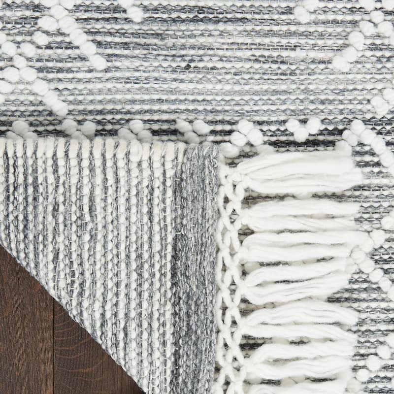 New Concept Washables Grey/Ivory Flat Woven Moroccan Indoor Area Rug