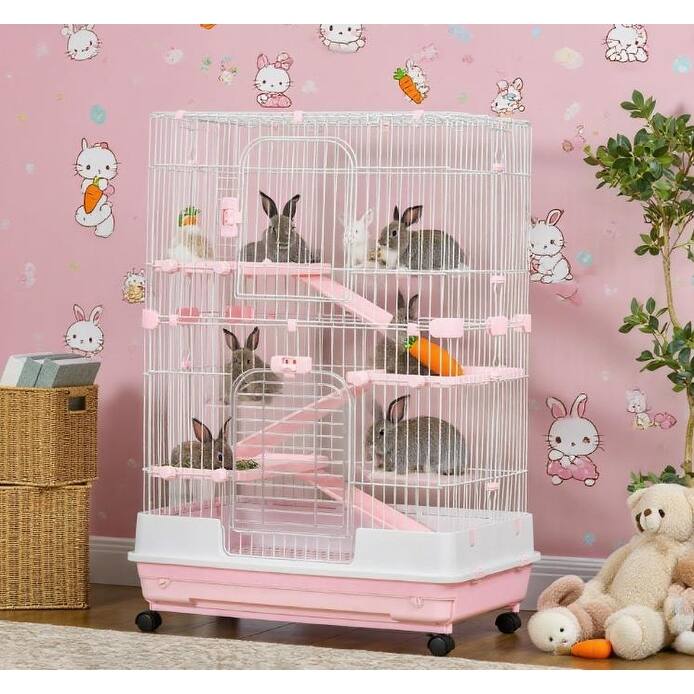 Rabbit Hut Small Animal Cage Rabbit Hutch with Wheels