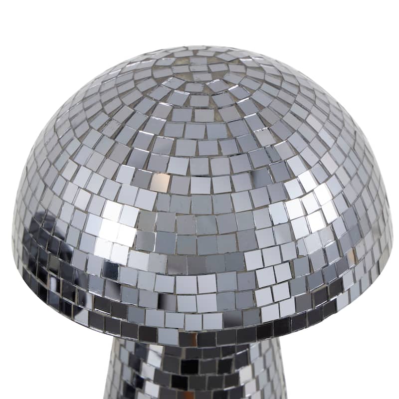 Silver or Gold Glass Handmade Mosaic Mirrored Mushroom Sculpture (Set of 2)