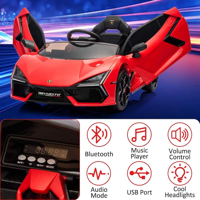 12V Kids Ride On Car, Licensed Lamborghini Revuelto Electric Car for Kids
