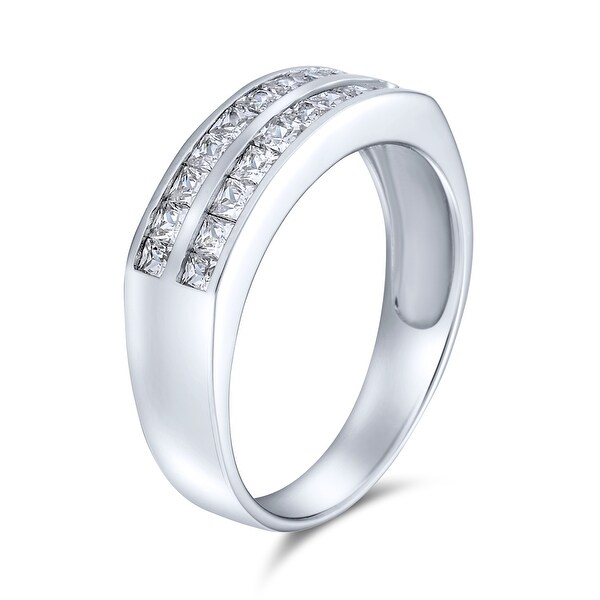 PRINCESS CHANNEL SET ETERNITY CLEAR CZ BAND RINGS_SZ-5_925 STERLING SILVER-NF