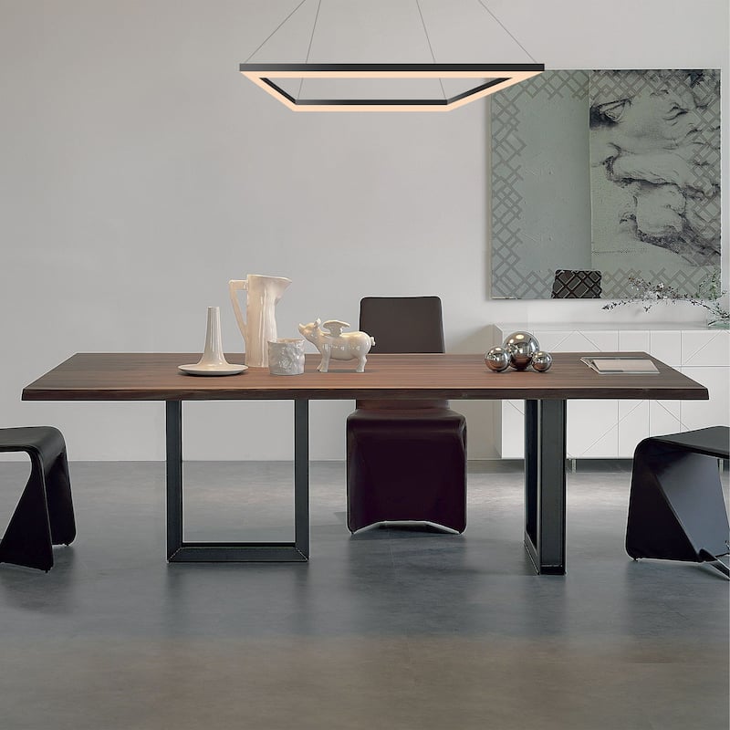 Nero Square Contemporary Modern Metal Integrated LED Chandelier, Black by JONATHAN Y