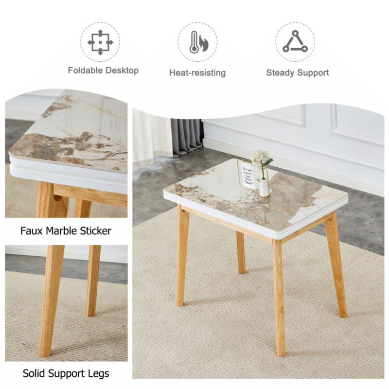 sintered stone tabletop with rubber wooden legs