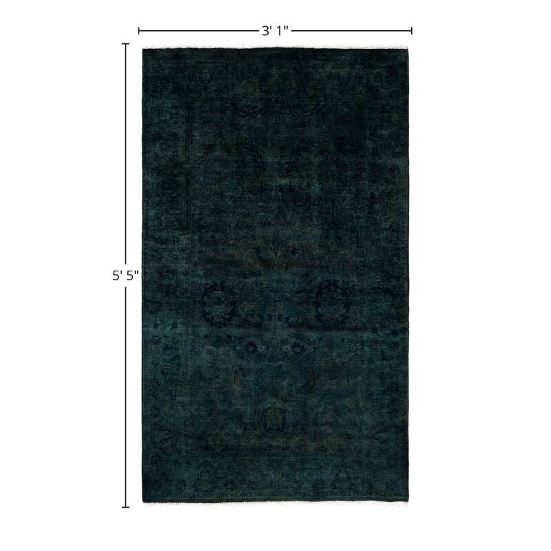 Overdyed One-of-a-Kind Hand-Knotted Area Rug - Green - 3' 1" x 5' 5"