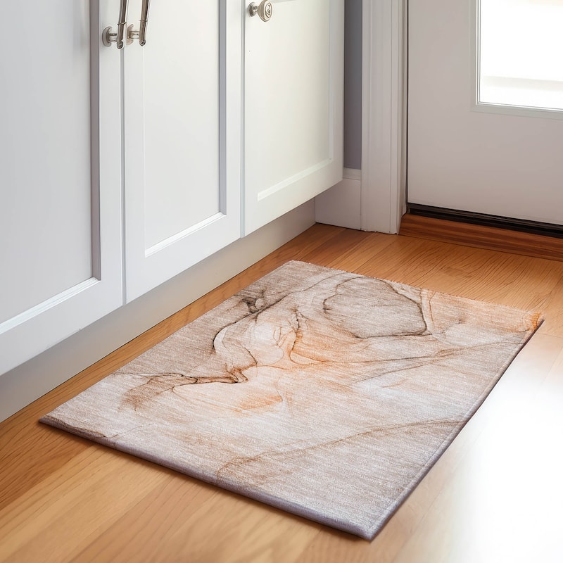 Premium Washable Super Soft Abstract Contemporary Mayfield Rug - Orange - 1' 8" x 2' 6" - Rectangle