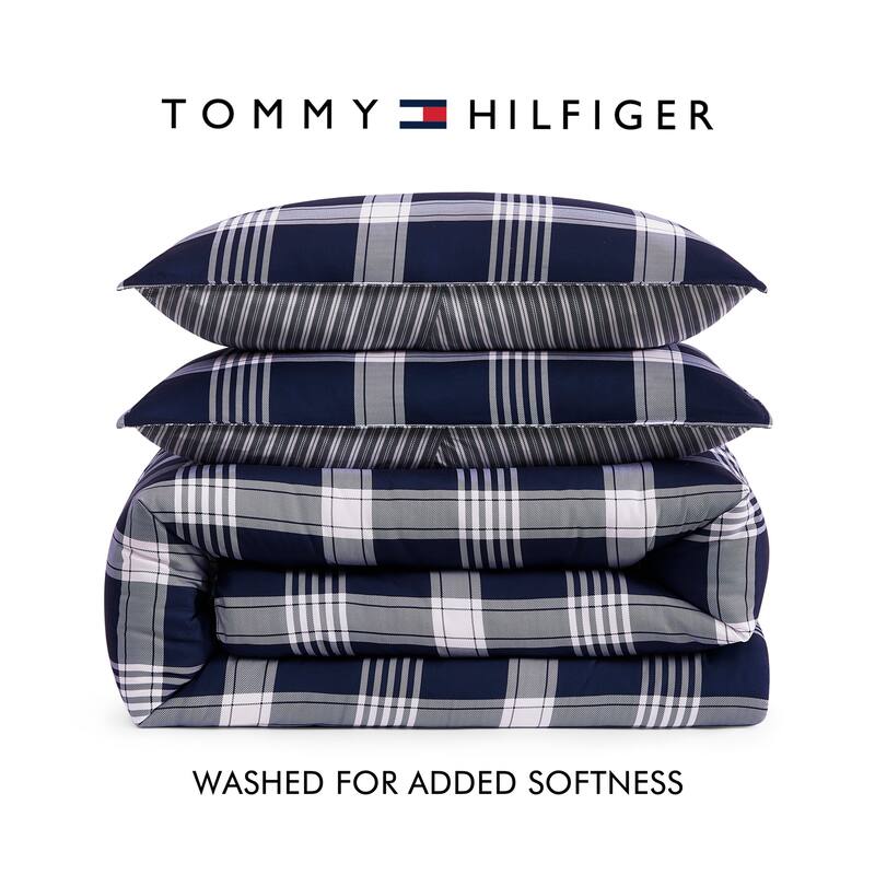 Tommy Hilfiger Huntingdon Plaid Reversible Blue Comforter Set
