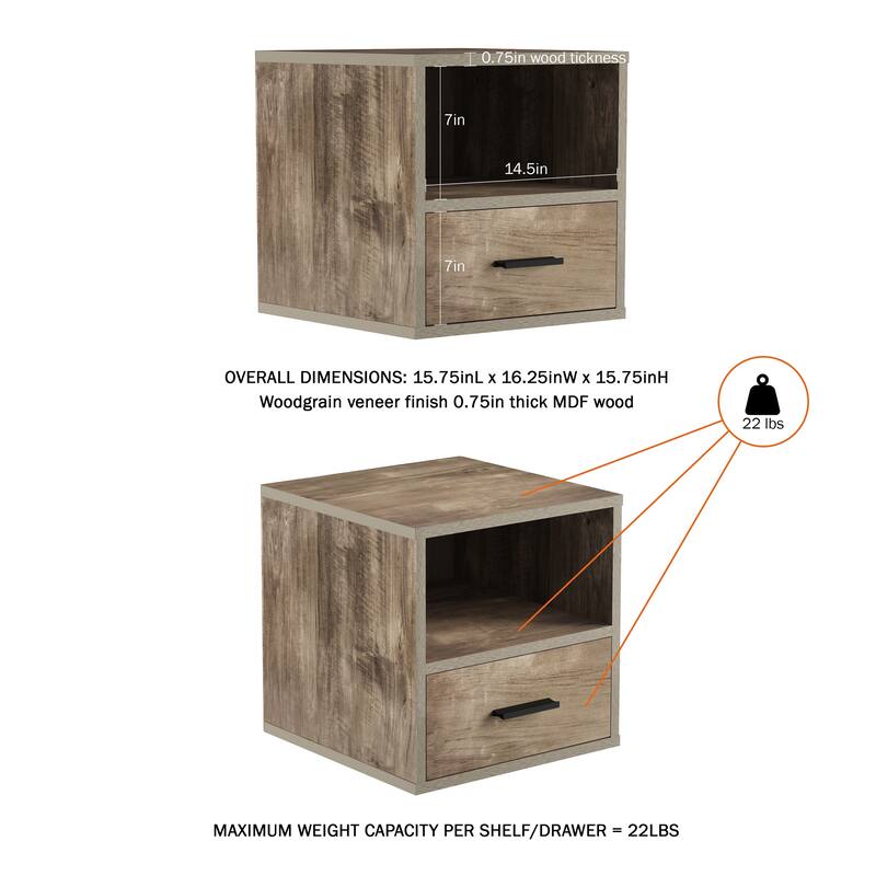 Hastings Home Cube End Table with Drawer - 15.75" x 16.25" x 15.75"