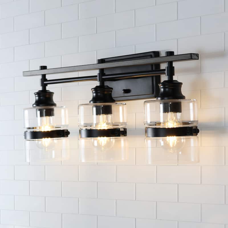 ExBrite 3-lights Bathroom Dimmable Black Vanity Lights Modern Wall Sconce Lighting