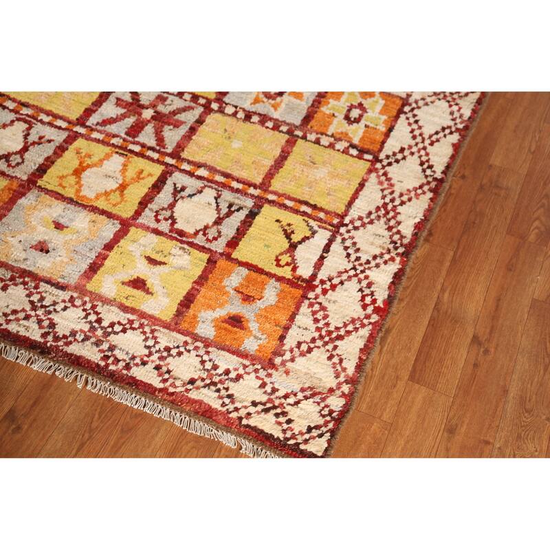 Geometric Moroccan Oriental Rug Handmade Multi-Color Wool Carpet - 6'7" x 9'9"