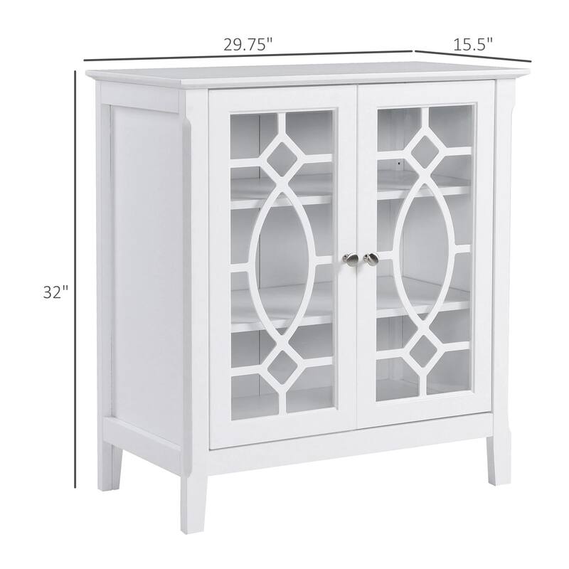 Sideboard Display Cabinet with double Glass Doors,2 Adjustable Shelves