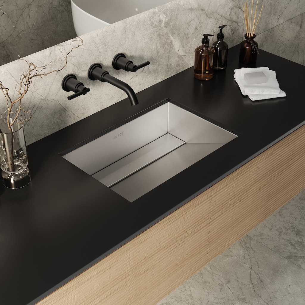 Ruvati 20 x 14 inch Brushed Stainless Steel Undermount Bathroom Sink Stainless Steel - RVH6140ST