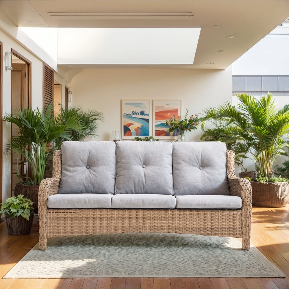 Outdoor Patio Sofa & All-Weather Rattan Sofa