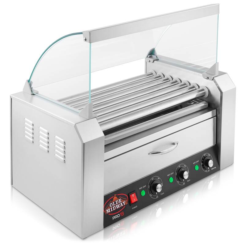 Electric Hot Dog Roller Grill Cooker Machines with Bun Warmer