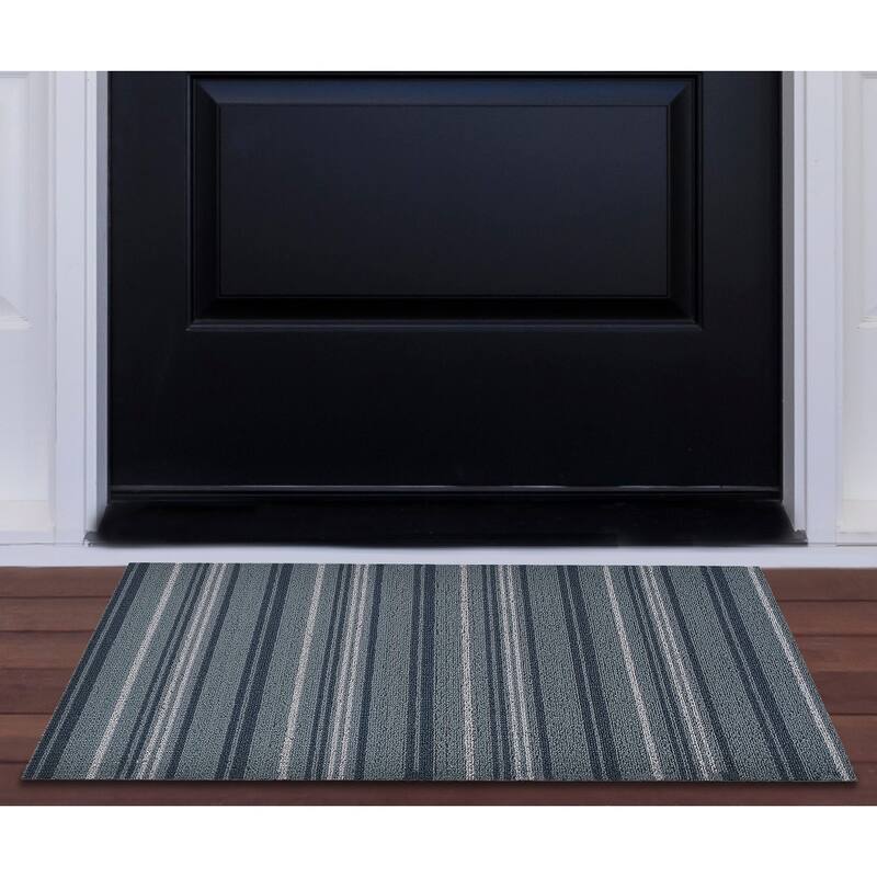 Nautica PVC Loop Utility Indoor/Outdoor Striped Mat