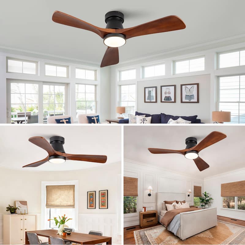 42" Flush Mount Ceiling Fan with Light, Reversible DC Motor