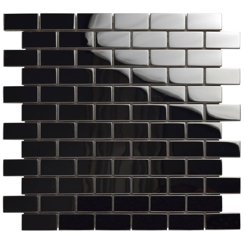 Merola Tile Meta Standard Subway Mirror Stainless Steel 11-3/4" x 11-3/4" Metal Wall Tile