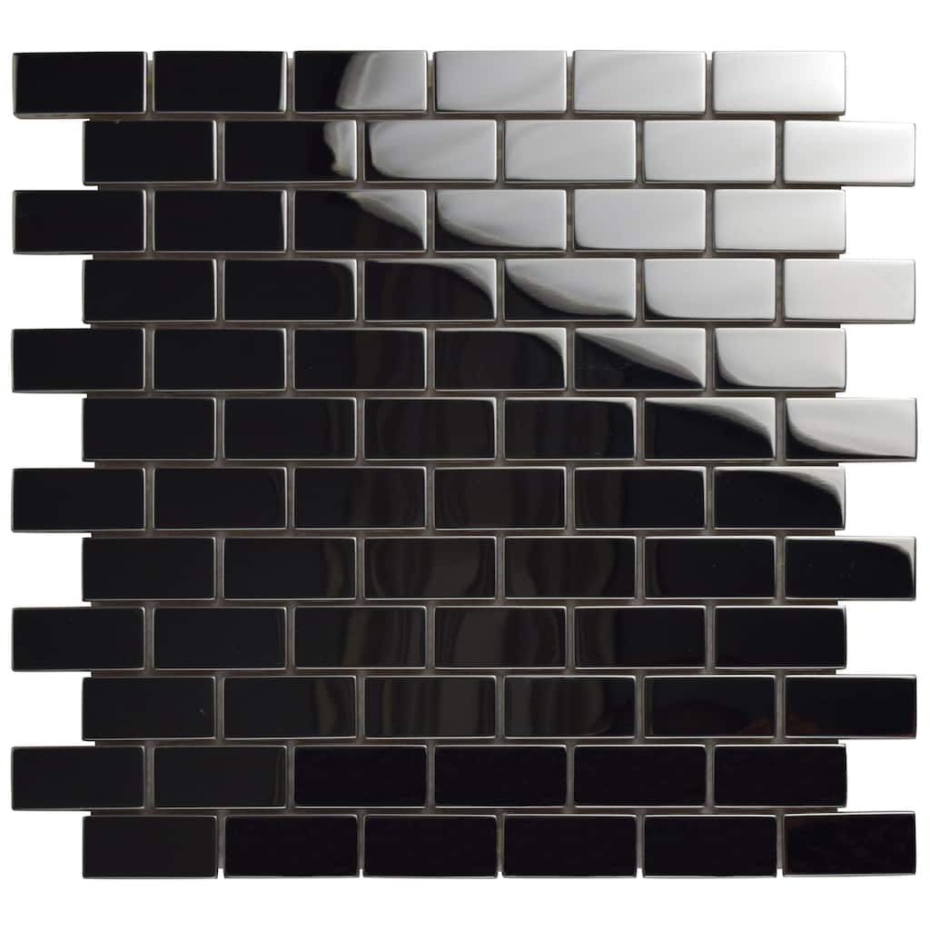 Merola Tile Meta Standard Subway Mirror Stainless Steel 11-3/4" x 11-3/4" Metal Wall Tile