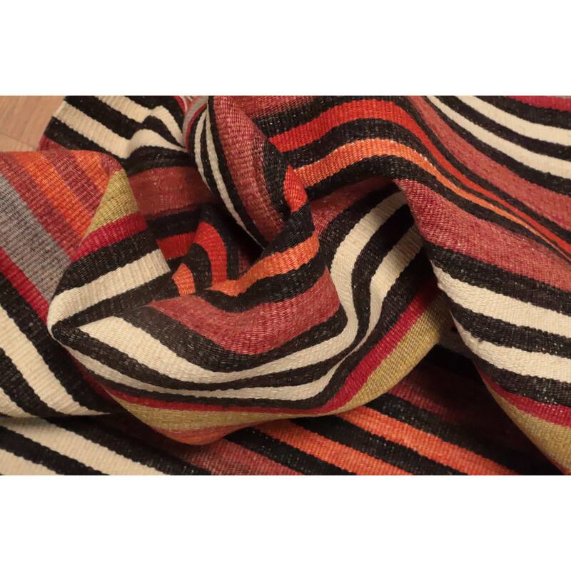 Hand Woven Oriental 100% Wool Carpet Southwestern Geometric Oranges & Rust Kilim Area Rug - 10' 9'' X 5' 0''