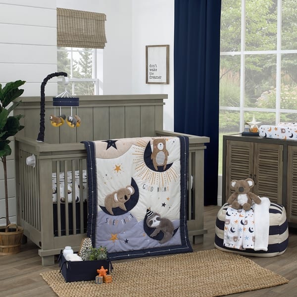 slide 2 of 5, NoJo Goodnight Sleep Tight 4 Piece Nursery Crib Bedding Set