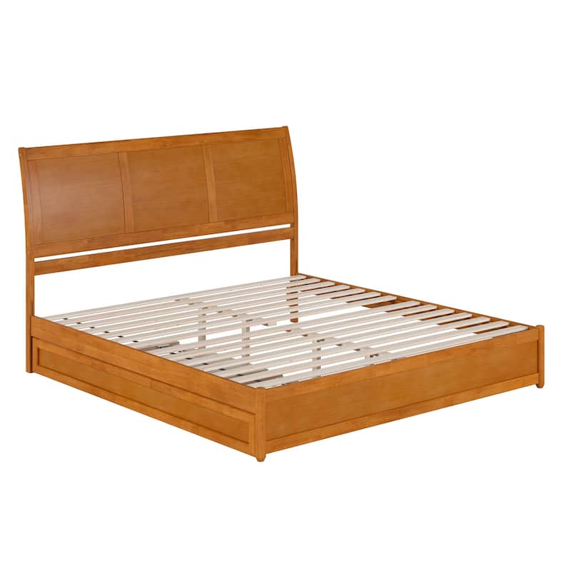 Andorra Platform Bed with Panel Footboard and Twin XL Trundle
