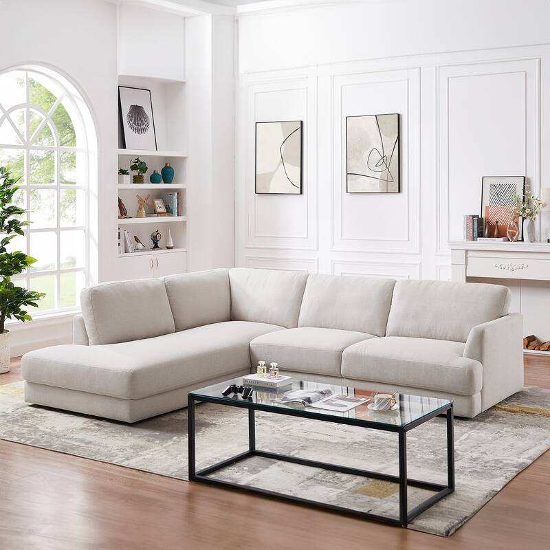 Gloria Mid-century Modern Cozy Sectional Linen Sofa