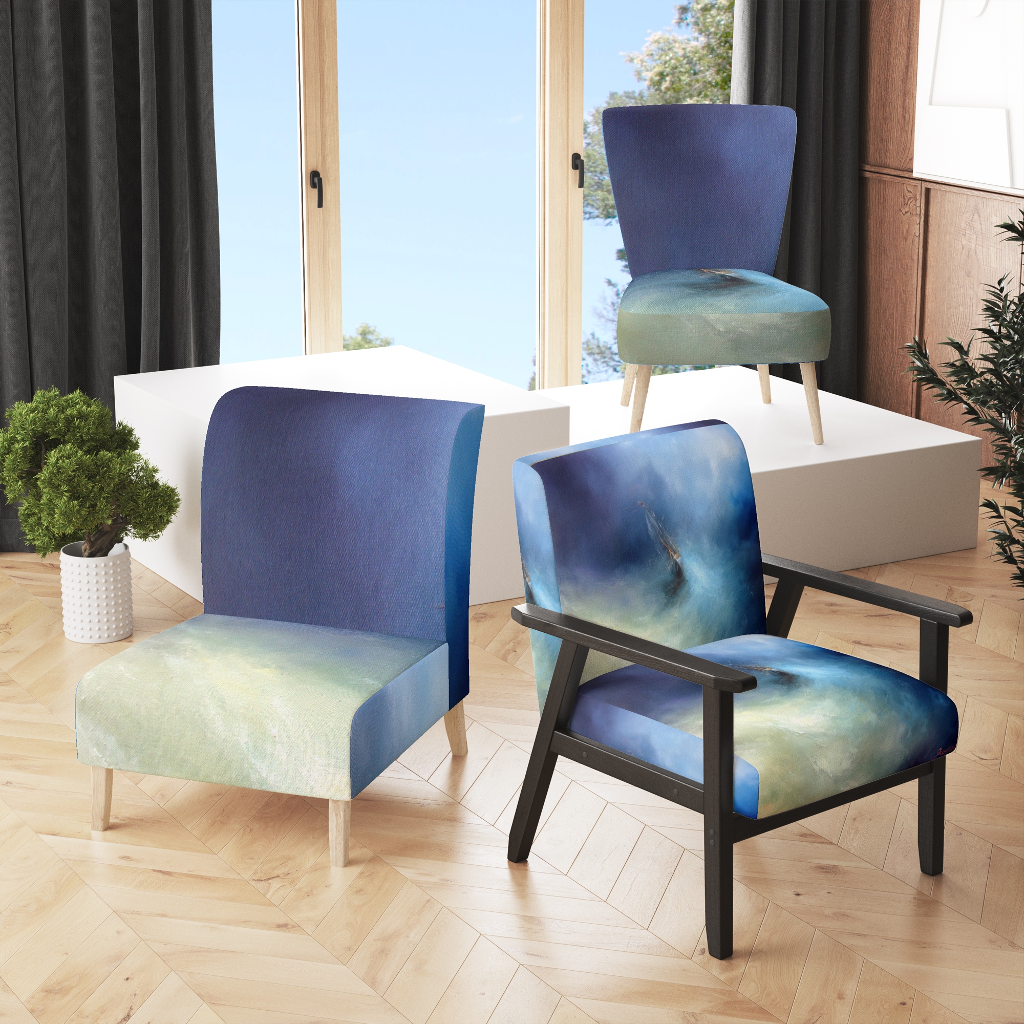 Coastal accent shop chairs with arms