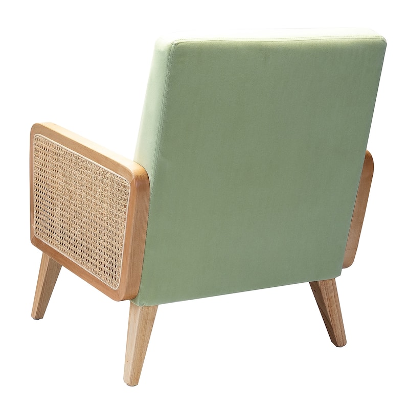 Carmina Upholstered Accent Chair with Natural Rattan Arms by HULALA HOME