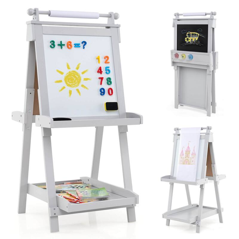 Costway Foldable Easel for Kids 3-in-1 Double-sided Art Easel with - See Details - Green