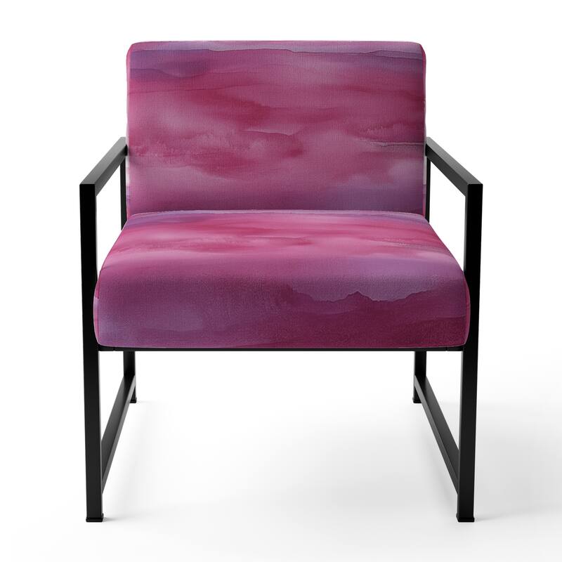 Designart "Coast Blue Sea Waves Watercolour" Upholstered Abstract Accent Chair - Modern Arm Chair For Bedroom