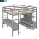 preview thumbnail 9 of 32, Multifunctional Loft Bed Full Size Loft Bed Solid with Built-in Desk and Two Drawers,Storage Shelves,Guardrail