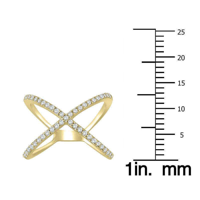 Marquee 1/2 Carat TW Diamond Criss Cross X Ring in 10K Yellow Gold (K-L Color, I2-I3 Clarity)