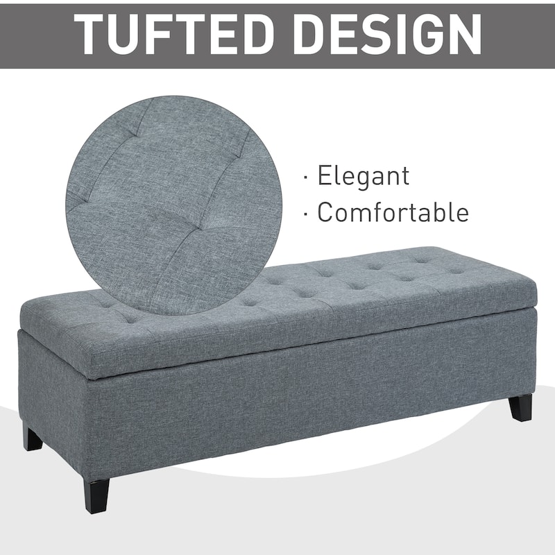 Porch & Den Holmden 51-inch Fabric Tufted Storage Ottoman Bench