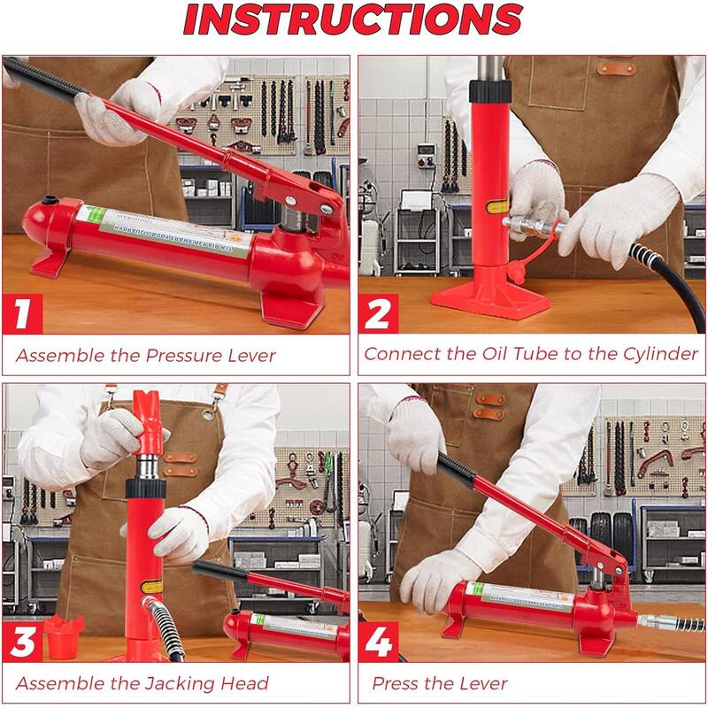 Power Hydraulic Jack Kit, Auto Body Frame Repair Kit, Storage Case, Large Capacity