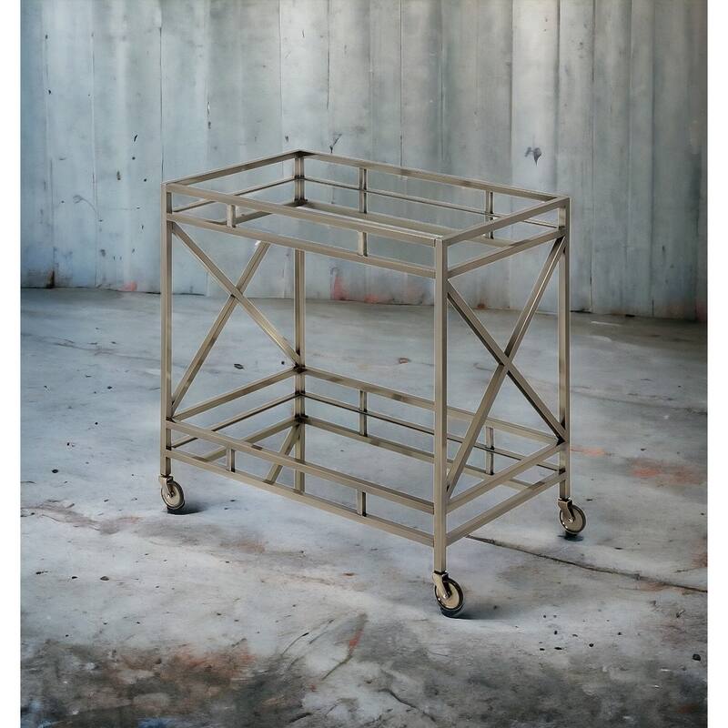 Kristensen Mirrored & Antique Gold Finish Serving cart