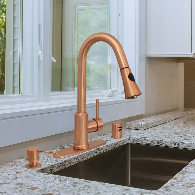 One-Handle Pull-Down Copper Kitchen Faucet - 16"