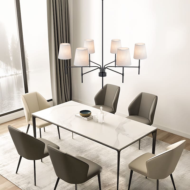 Starsky Transitional & Modern Chandelier with White Fabric Shades