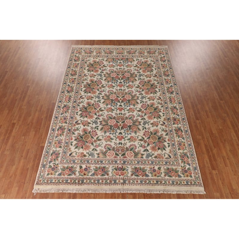 All-Over Floral Aubusson Chinese Area Rug Handmade Wool Carpet - 8'9"x 12'3"