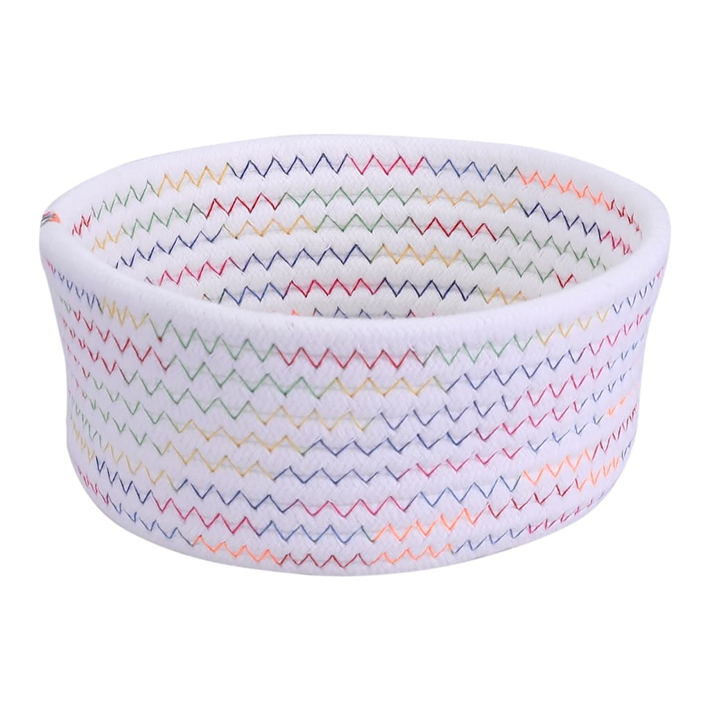 Round Woven Storage Basket, Small Storage Bin for Entryway Desk Key Tray Bowl, Catchall Home Decor