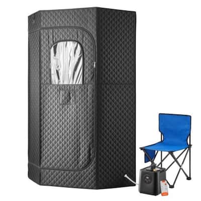 Black Full-Body Steam Sauna Tent with Heat-Locking Insulation and 10-Min Rapid Sweat - 34.3” x 34.3” x 71”