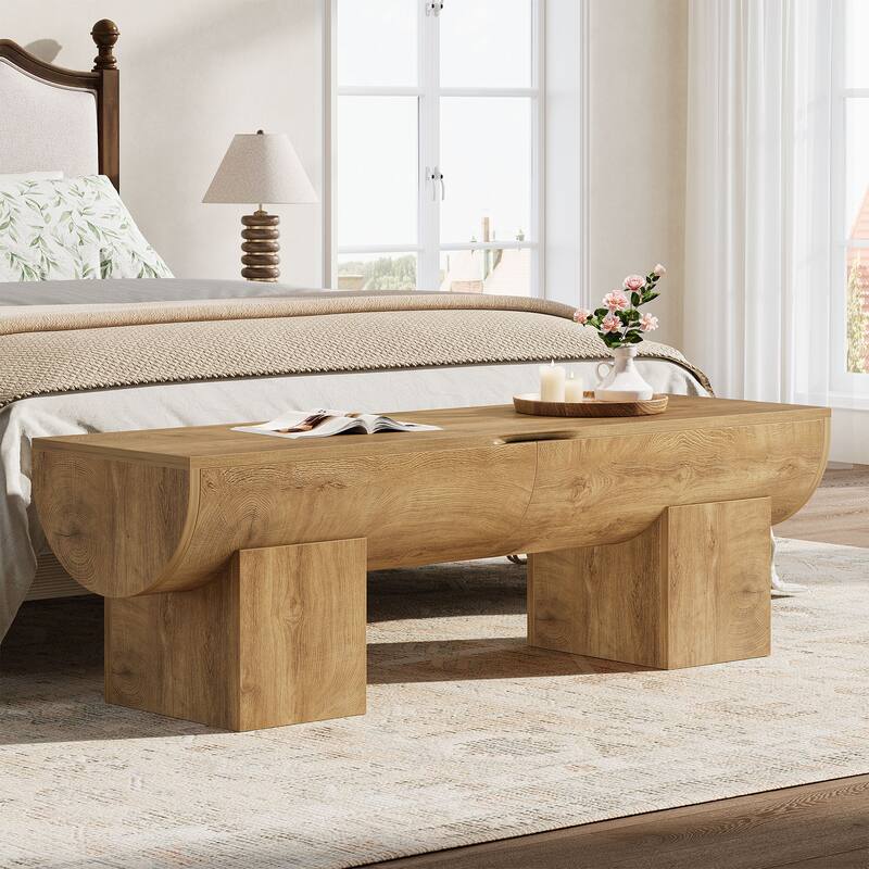 55" Farmhouse Shoe Bench with Flip-Top Storage