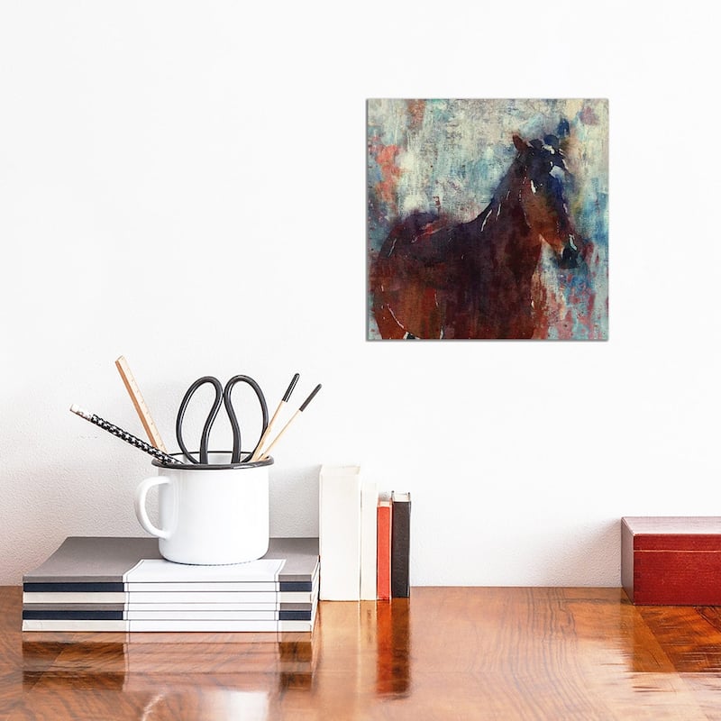 iCanvas "Wild Brown Horse" by Irena Orlov Canvas Print - 12x12x0.75