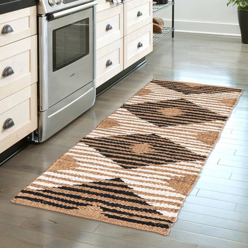 Contemporary Dosa Collection Area Rug - Natural Black - 2'x6'1"