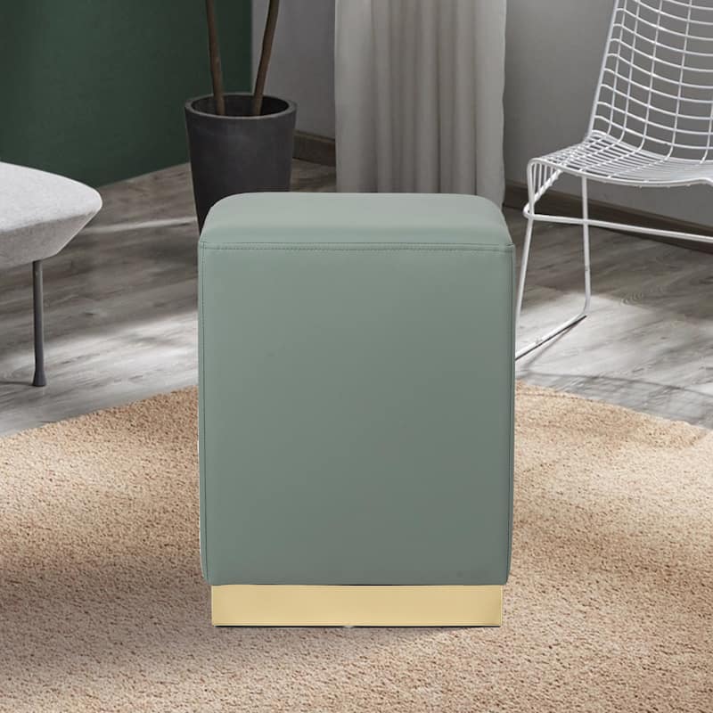 Adeco Ottoman Footrest Vanity Stool Gold Trim Footstool
