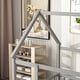 preview thumbnail 6 of 7, Full Size House Floor Bed for Kids, Wood Montessori Bed Frame w/Fence