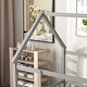 preview thumbnail 20 of 21, Full Size Natural Wooden Floor Bed with House Roof Frame and Fence Guardrails - Premium Pine Wood Construction
