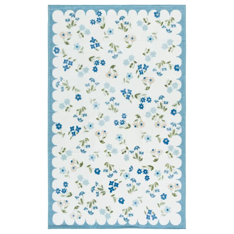 Martha Stewart Deshka Machine Washable & Slip Resistant Rug - 3' x 5' - Ivory/Light Blue