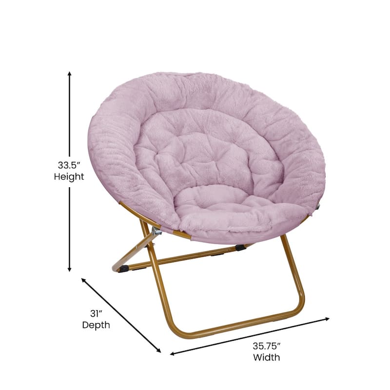 Upholstered XL Folding Saucer Chair with Ottoman - 31"D x 35.75"W x 33.5"H